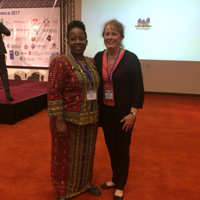AfrEA President Adeline Sibanda and AEA President Kathy Newcomer 